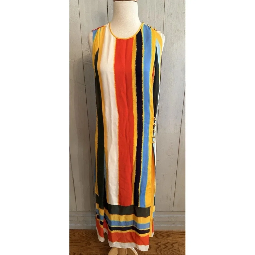 Tory‎ Burch Bettina Dress Balloon  Stripe 2 NWT Button Multiway XS  $698 NWT
